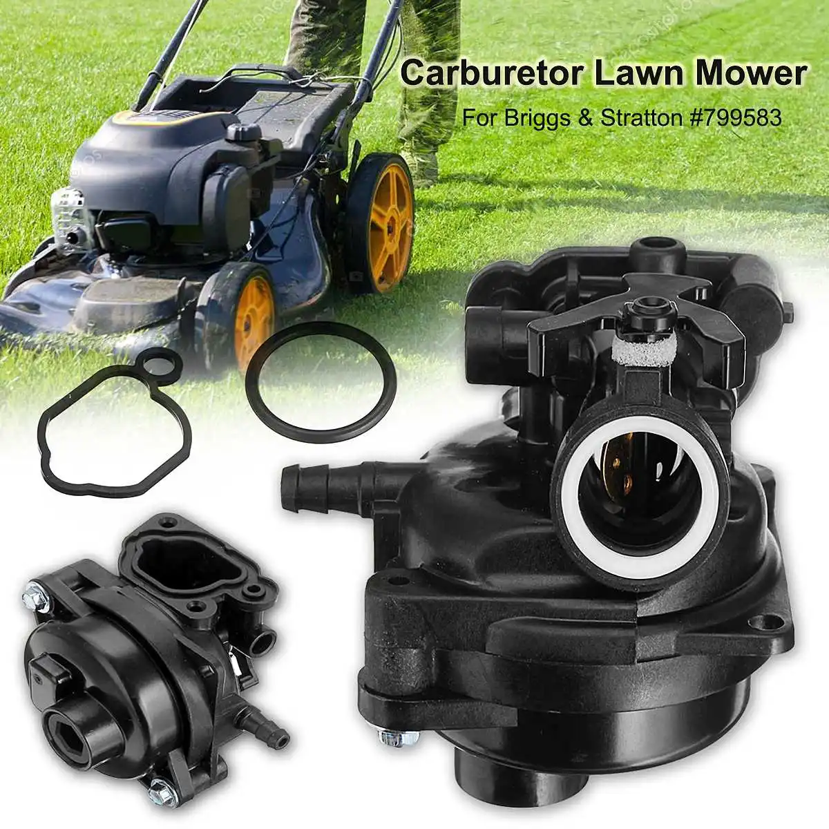 

New Carburetor Assembly Fuel Gas Lawn Mower Carb For Briggs and Stratton 799583 Black Carburetor Lawn Mower Kit