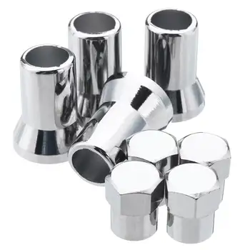 

8 pcs TR413 Left Right Front Rear Chrome Silver Plastic Wheel Tyre Tire Valve Stem Sleeves With Hex Caps
