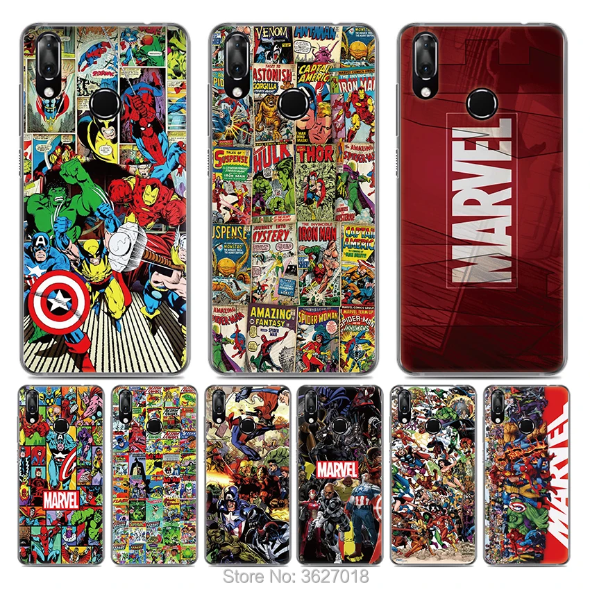 

For Vodafone Smart V8 X9 N8 N9 Lite C9 E9 E8 Prime 6 Turbo 7 Ultra 7 First 7 Comic Marvel Soft TPU Phone Case