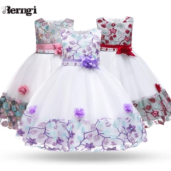 

Berngi Baby Girls Flower Dress Sleeveless Embroidery Bridesmaid Children Dresses Kids Elegant Formal Princess Patry Custumes