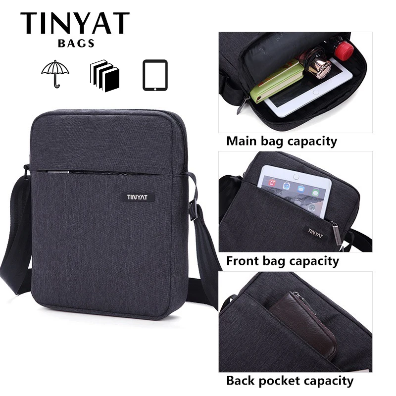 TINYAT Shockproof Men's Crossbody Bag pack hidden zipper Shoulder Bags for 9.7' pad Male Handbag Canvas Leather Messenger Bags TINYAT Shockproof Men's Crossbody Bag pack hidden zipper Shoulder Bags for 9.7' pad Male Handbag Canvas Leather Messenger Bags