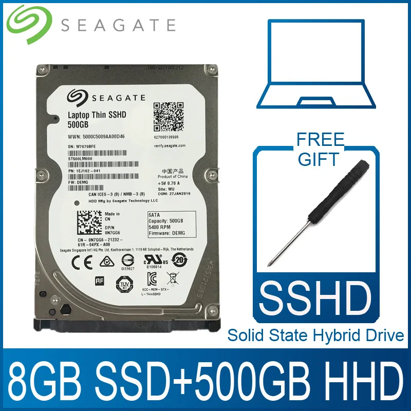 Seagate 500Gb Solid State Hybrid Drive Sshd Harde Schijf Ssd Hdd Harddisk Hd Sata Iii 6 Gb/s