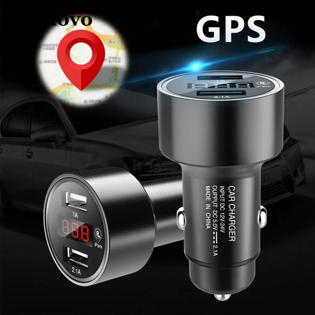 

5V 3.1A Dual USB Car Charger Digital LED Display GPS Tracker Locator Fast Charging Quick Car Charge for Mobile Phone Tablets