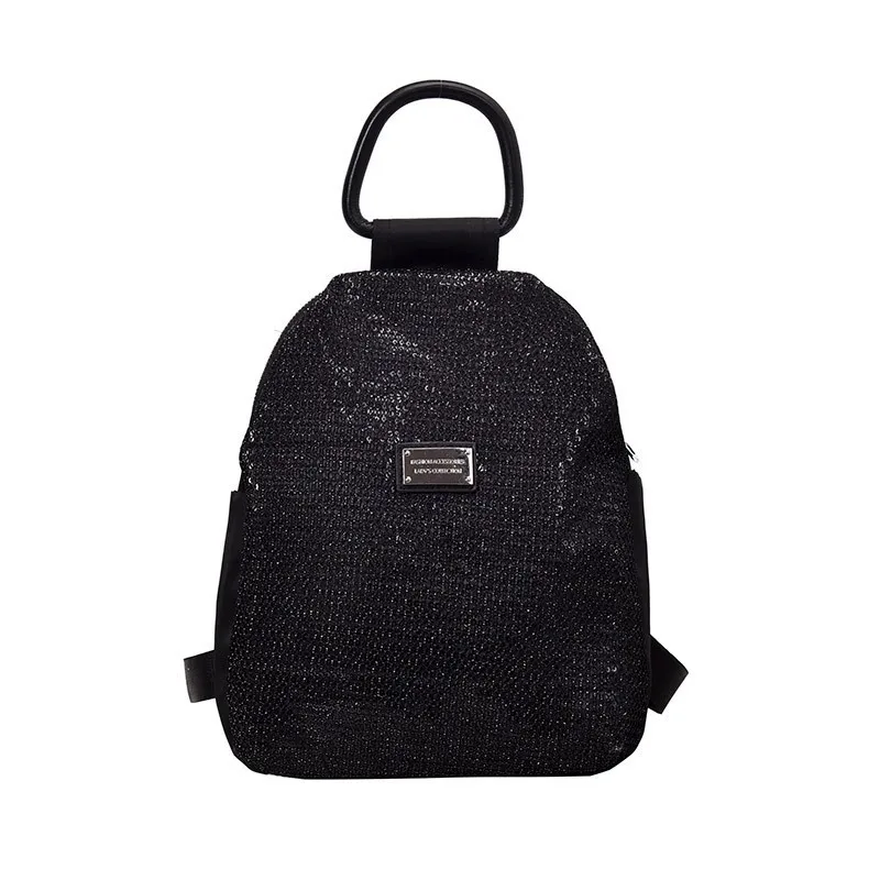 

2019 New Fashion Preppy Style School Backpack Bling Bling Leather Women Shoulder Bag Black School Bag For Teens Girls