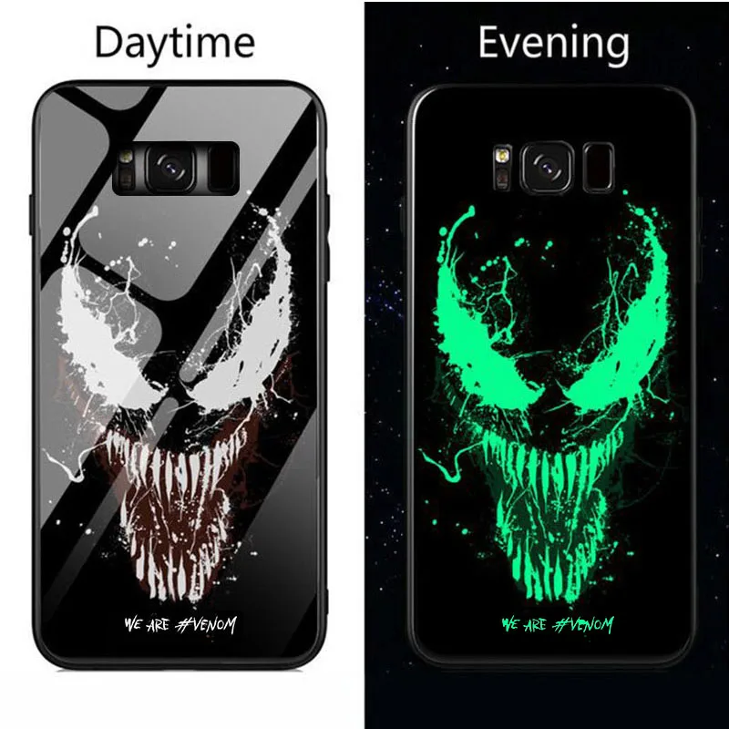 Светящийся стеклянный чехол Venom для Samsung Galaxy S20 S9 S10 plus Роскошный Ultra S10E note 8 задняя