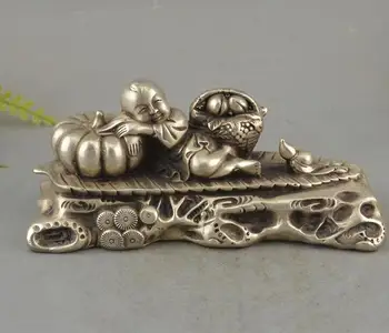 

Collectible archaize white copper pumpkin boy Statue