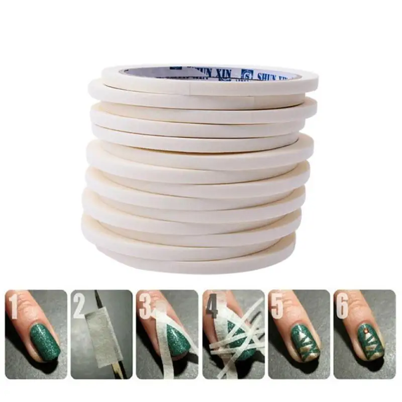 

12Pcs 0.5cm DIY Nail Art Adhesive Tape Tips Rolls Wrap Strips Manicure Decoration Decor Sticker Stencil UV Gel Nail Polish
