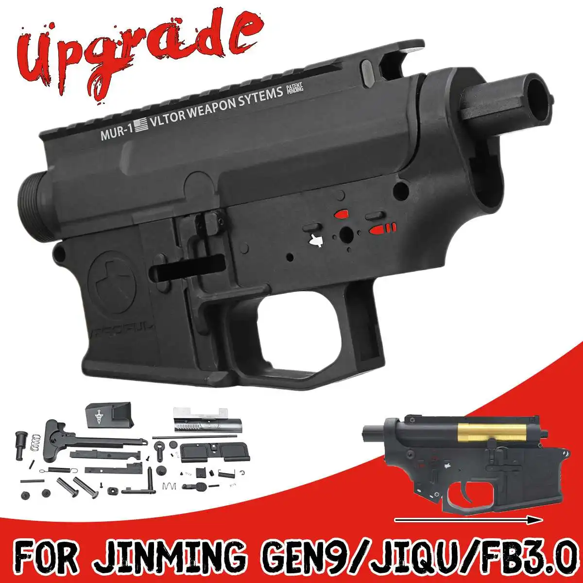 

Nylon Receiver Shell Metal Upgrade Parts Suitable For JinMing Gen9/JiQu/FB3.0 Gearbox Gel Ball Blasters Water Games Toy Guns