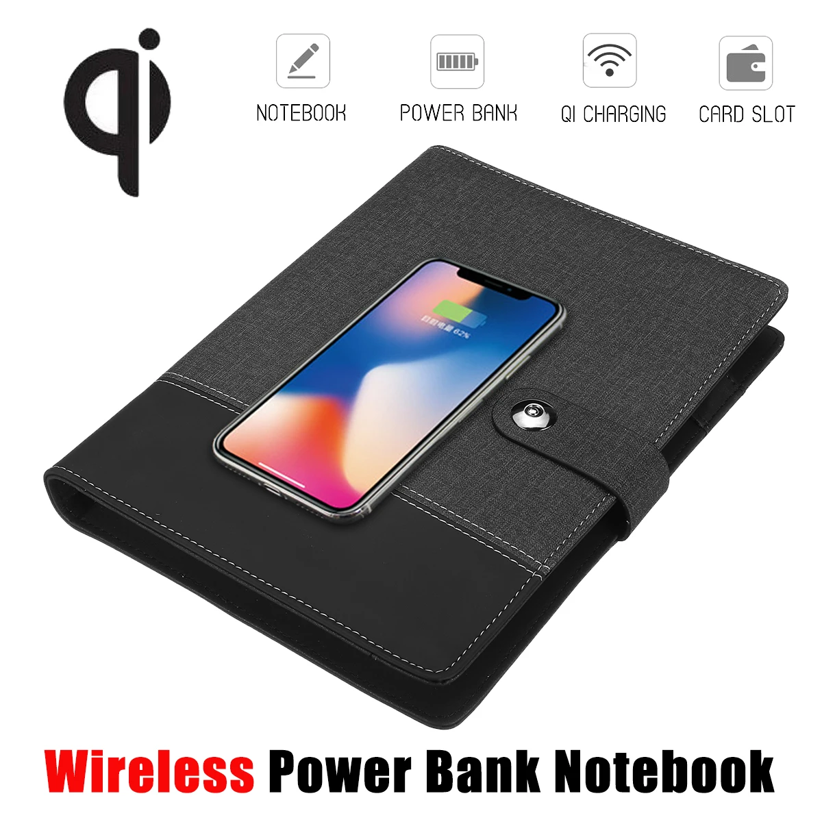 Многофункциональный бизнес записная книжка power Bank Qi Беспроводная зарядка записная книжка Binder Дневник на спирали планировщик для iPhone для Xiaomi