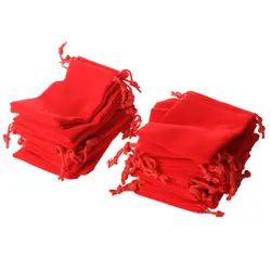 25 X бархатный Подарочный пакет для ювелирных изделий бархатный красный