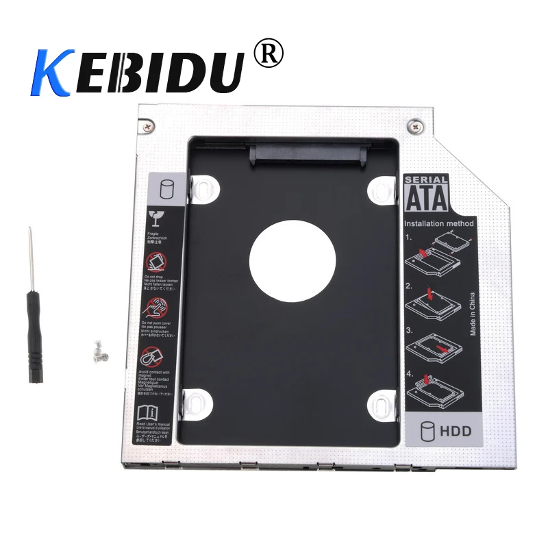 

Kebidu 9.5mm 12.7mm Aluminum 2nd Second hdd Caddy 9.5mm SATA 3.0 Optibay 2.5'' SSD DVD CD-ROM Enclosure Adapter Hard Disk Drive