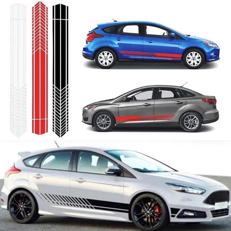 

Universal Car Sticker Sports Racing Stripe Sticker Car Body Side Door Vinyl Waterproof Fade Resistant Self-adhesive Black White