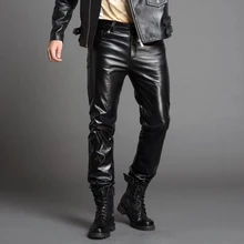30-36! мужская повседневная одежда, брюки из воловьей кожи высокого качества, Тонкие штаны из натуральной кожи размера плюс, брюки для сцены, костюмы певицы