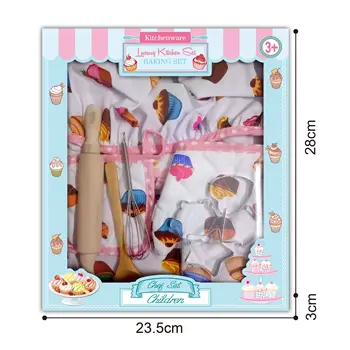 

2019 Children Chef Set DIY Cooking Baking Suit Toys Set New Pretend Play Clothes Apron Gloves Hat Cooker Gift For Children Girl
