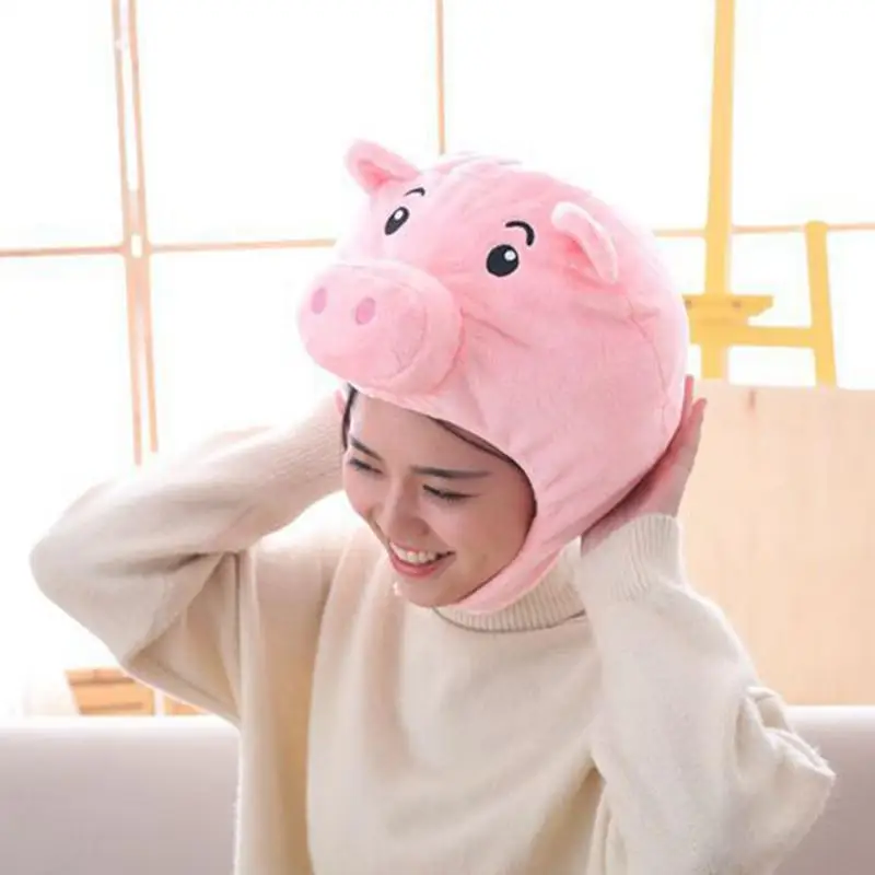 ISHINE Anime Movie Animal Pink Pig Hat Cosplay Props Accessories Plush Head Fancy Cap Fashion Cute Meng Hats | Аксессуары для