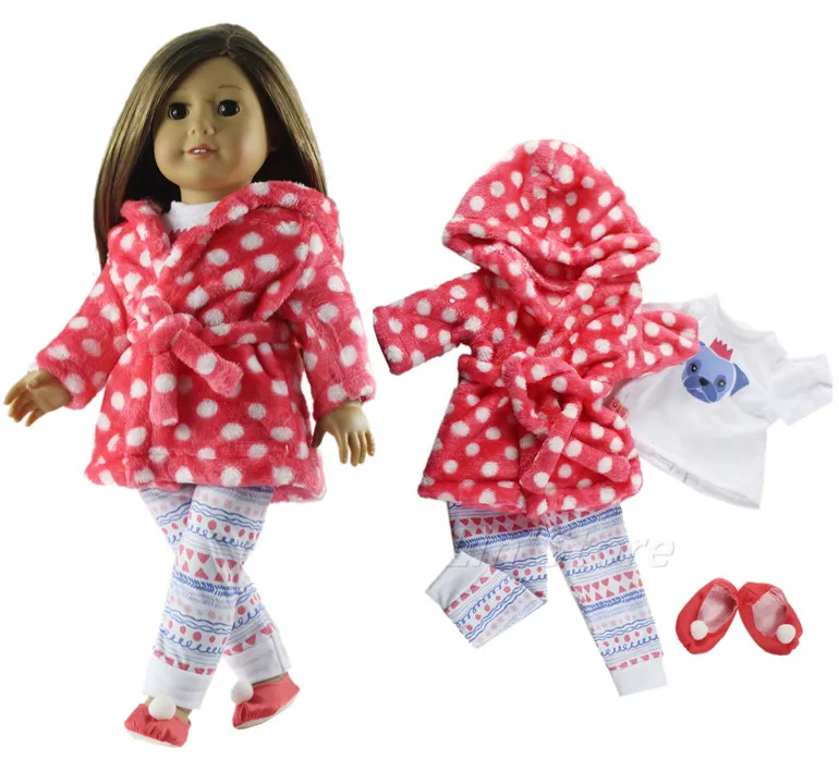 4in1 Set Doll Clothes Sleepwear Outfit Clothes+shoes for 18 inch