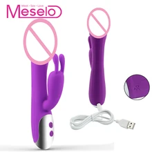 Meselo Dual Motor Rabbit G spot Vibrator 10 Modes Clitoral Dildo Vibrator Sex Toys For Woman