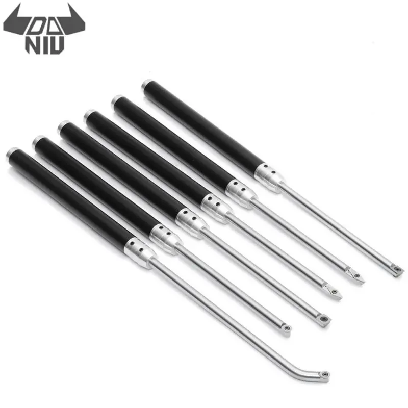 

DANIU 6 Types Wood Turning Tool with Aluminum Alloy Handle and Carbide Insert Cutter Round Shank Woodworking Tool