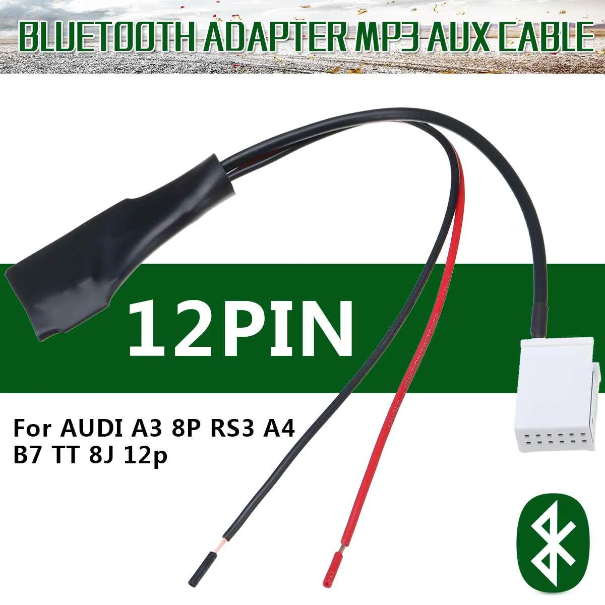 

12 Pin bluetooth Audio MP3 Adapter Aux Cable for AUDI A3 8P RS3 A4 B7 TT 8J 12p