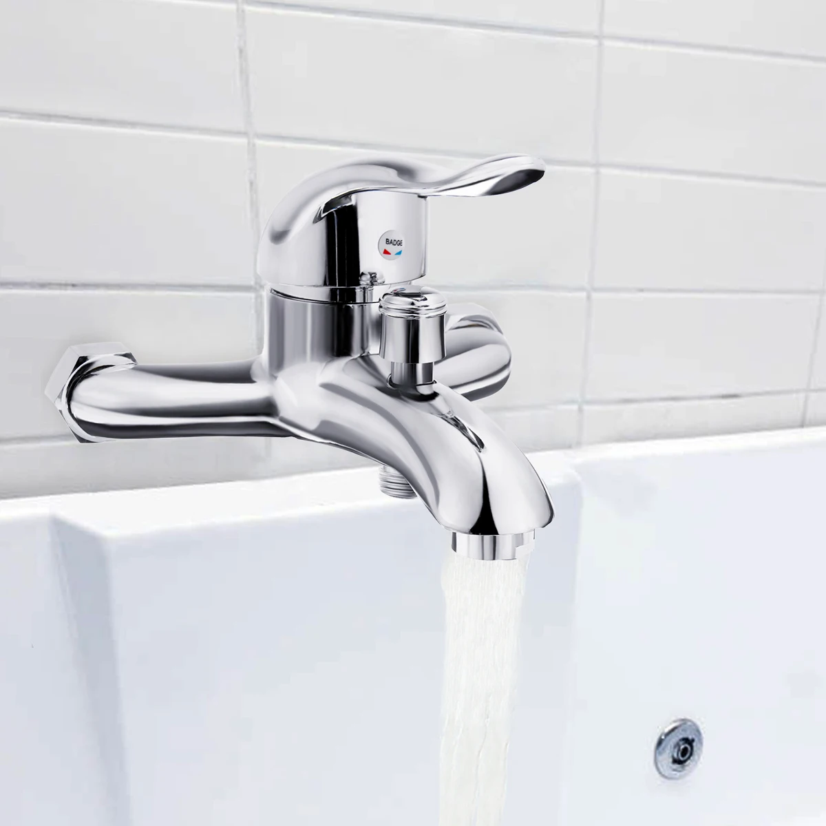 

Xueqin Chrome Polished Wall Mounted Bathroom Faucet Mixer Tap Bath Tub Valve Shower Faucets Single Handle Cold And Hot Water
