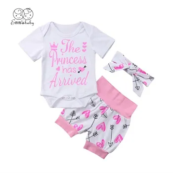 

2019 Brand Cute Valentine's Day 0-24M Kids Toddler Baby Girl Clothes Romper Bodysuit+Short Pants Sunsuit Outfit Set