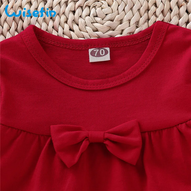 Beli Wisefin Bayi Gadis Pakaian Set Lengan Panjang Bayi Kepik Pakaian untuk Gadis Musim Dingin Musim Gugur Merah Lucu Busur Bayi Gadis Pakaian set