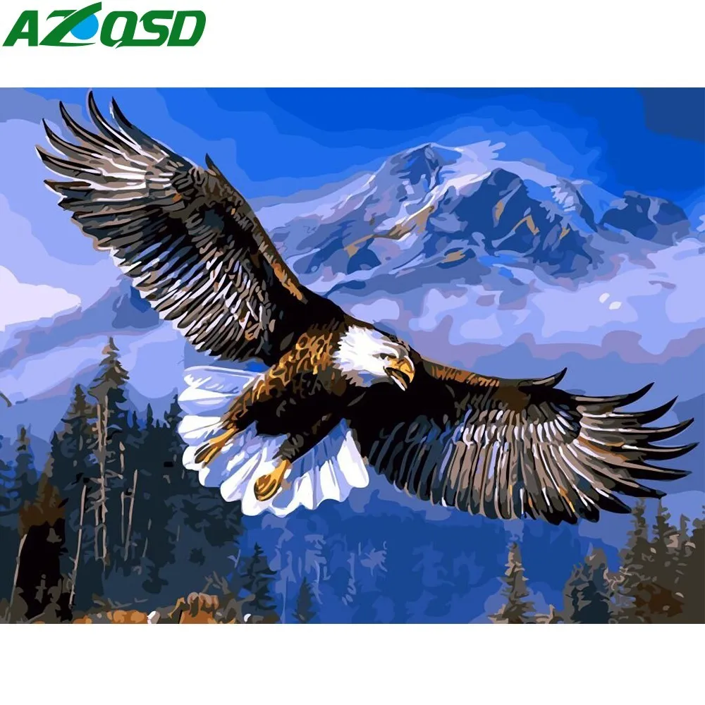 

AZQSD DIY Oil Painting By Numbers Blue Sky Eagle Hand Painted Canvas Animal Wall Picture Modern Home Decoration Wall Art K768