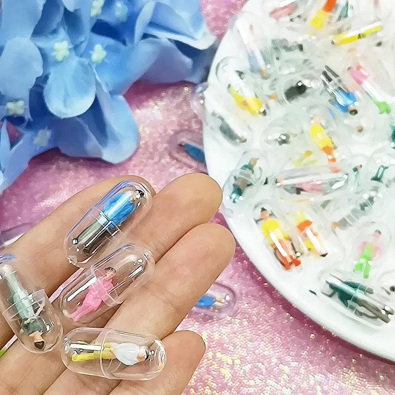 

100pcs Transparent Capsule Shell Plastic Pill Container Medicine Pill Cases Bottle Splitters Capsule Figurines DIY Accessories