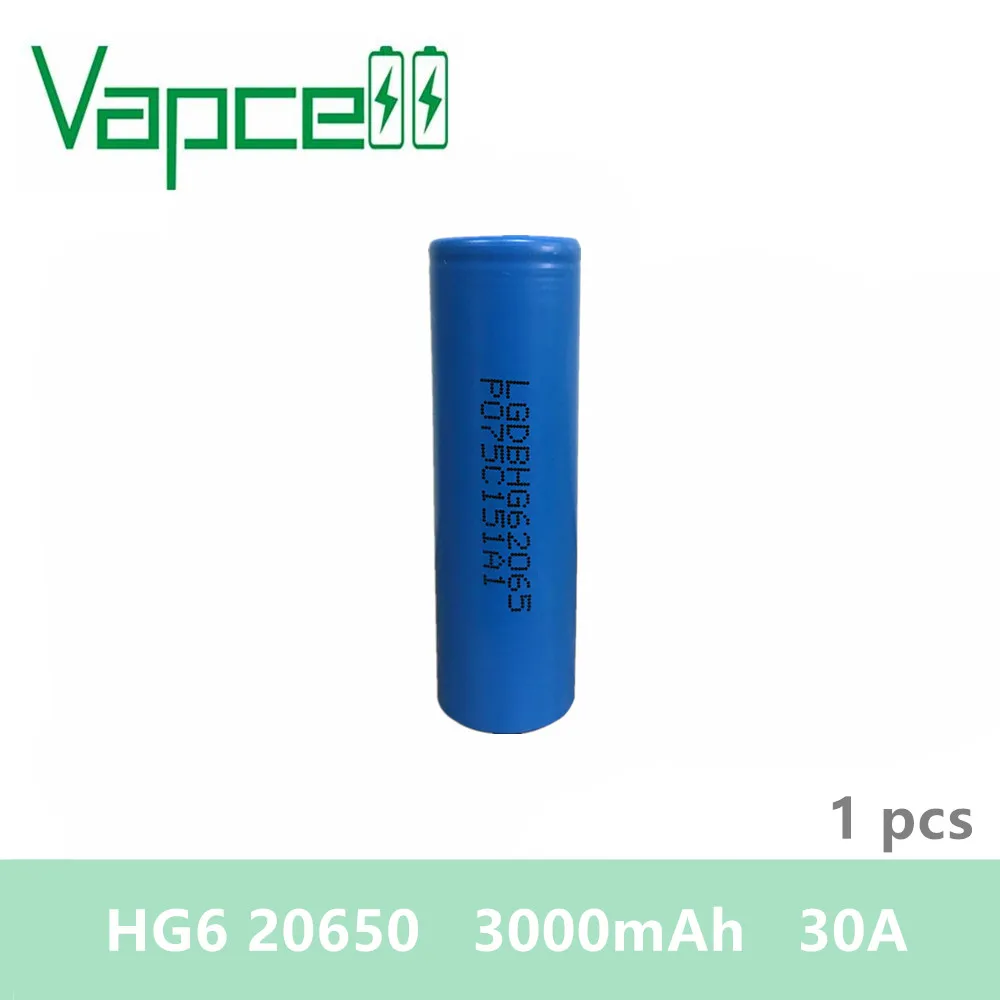 Бесплатная доставка 1 шт. батарея VAPCELL 20650 3000 мАч 30 А литиевая аккумуляторная HG6
