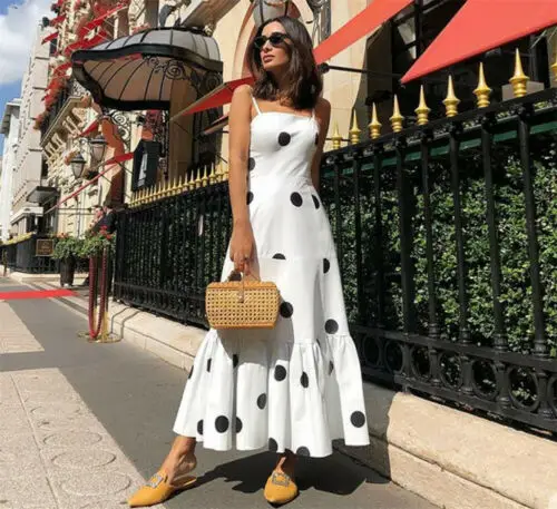 2019 جديد المرأة الفتيات بوهو طويل ماكسي نقطة اللباس عالية الخصر السيدات ملابس للنادي مساء حزب شاطئ فستان الشمس
