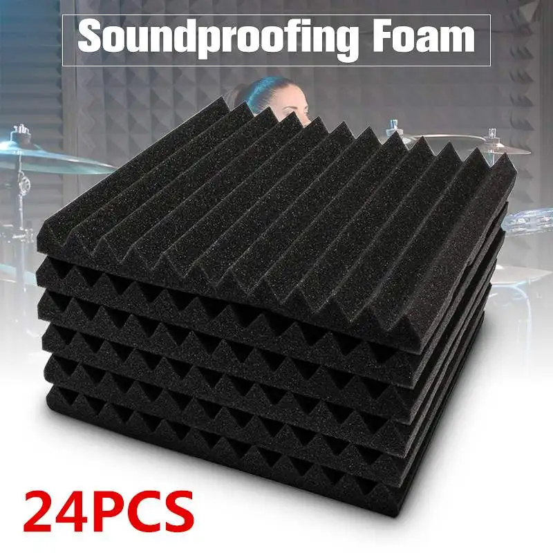 24Pcs 30*30*3cm Soundproofing Foam Acoustic Foam Sound Treatment Studio