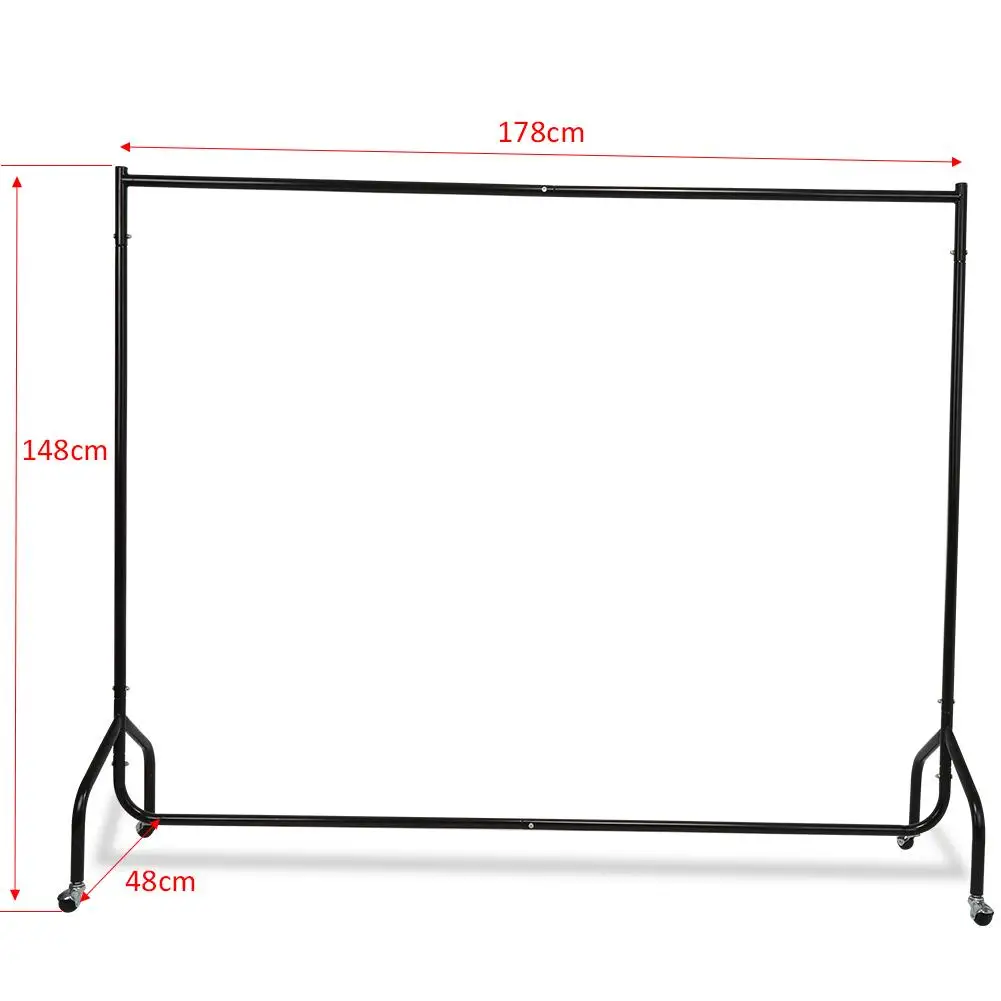 Сверхпрочный 6 футов длинный металлический подвесной рельс для одежды домашний магазин роликовый стенд для одежды вешалка для одежды