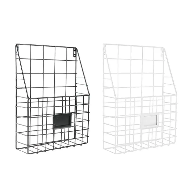 

Metal Basket Rack Iron Wall Mounted Storage Rack Basket Metal Wall Hanging Display Shelf Newspaper Book Magazine File Storage