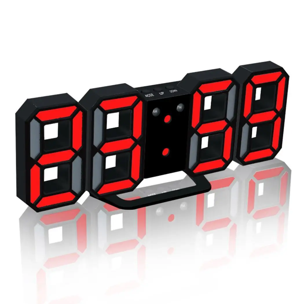 

LED Digital Alarm Clock Electronic Clock Wall Stereoscopic Rectangular Modern Art Decor External power supply