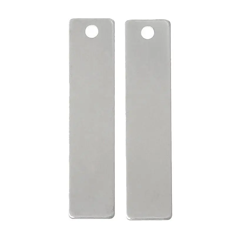 

10PCs Stainless Steel Blank Stamping Tags Rectangle Pendants Silver Tone