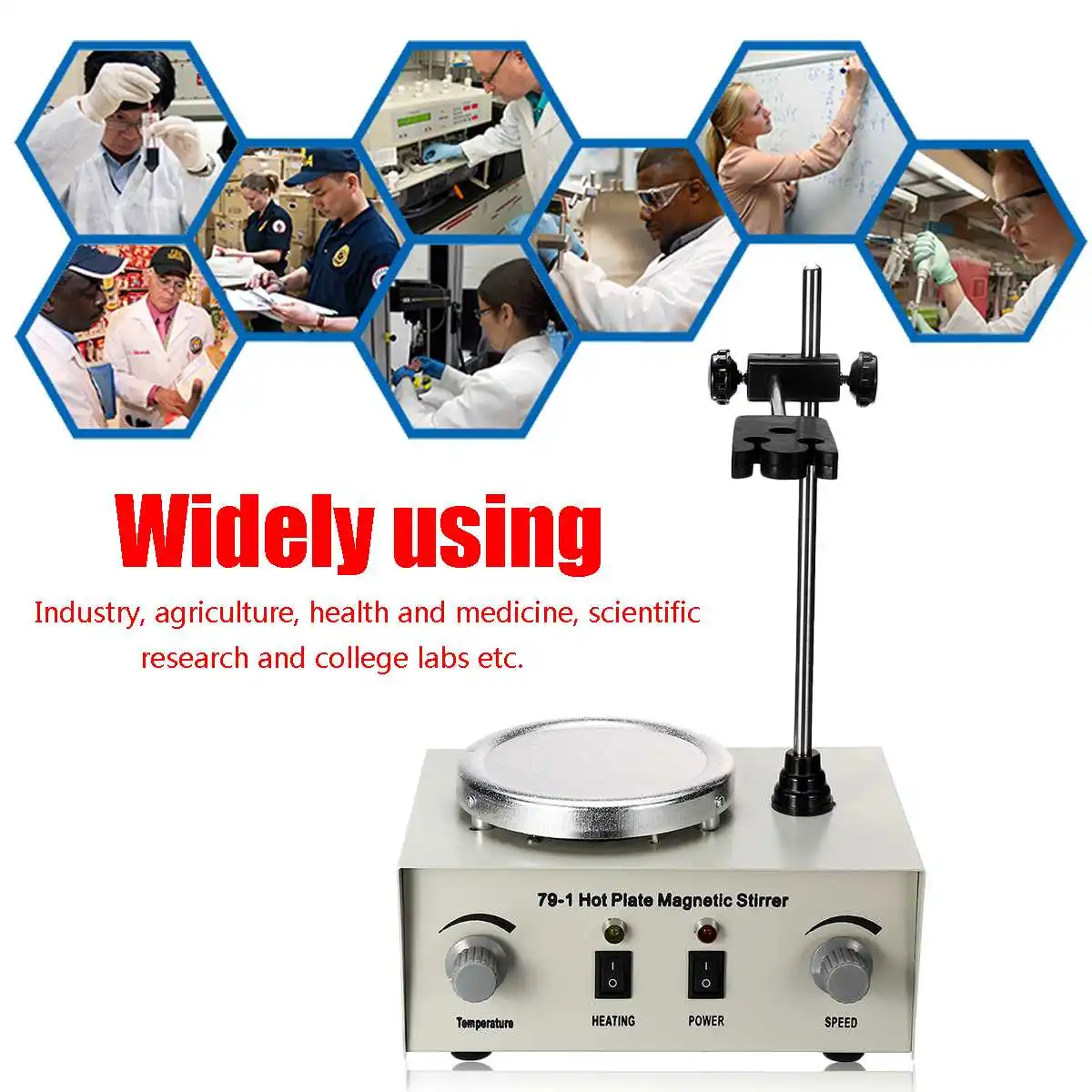 Agitador magnético de placa caliente laboratorio calefacción 79-1/110/220 V 250 W 1000 ml de Control Dual Mezclador US/AU/EU No ruido/vibración fusibles de protección - 1
