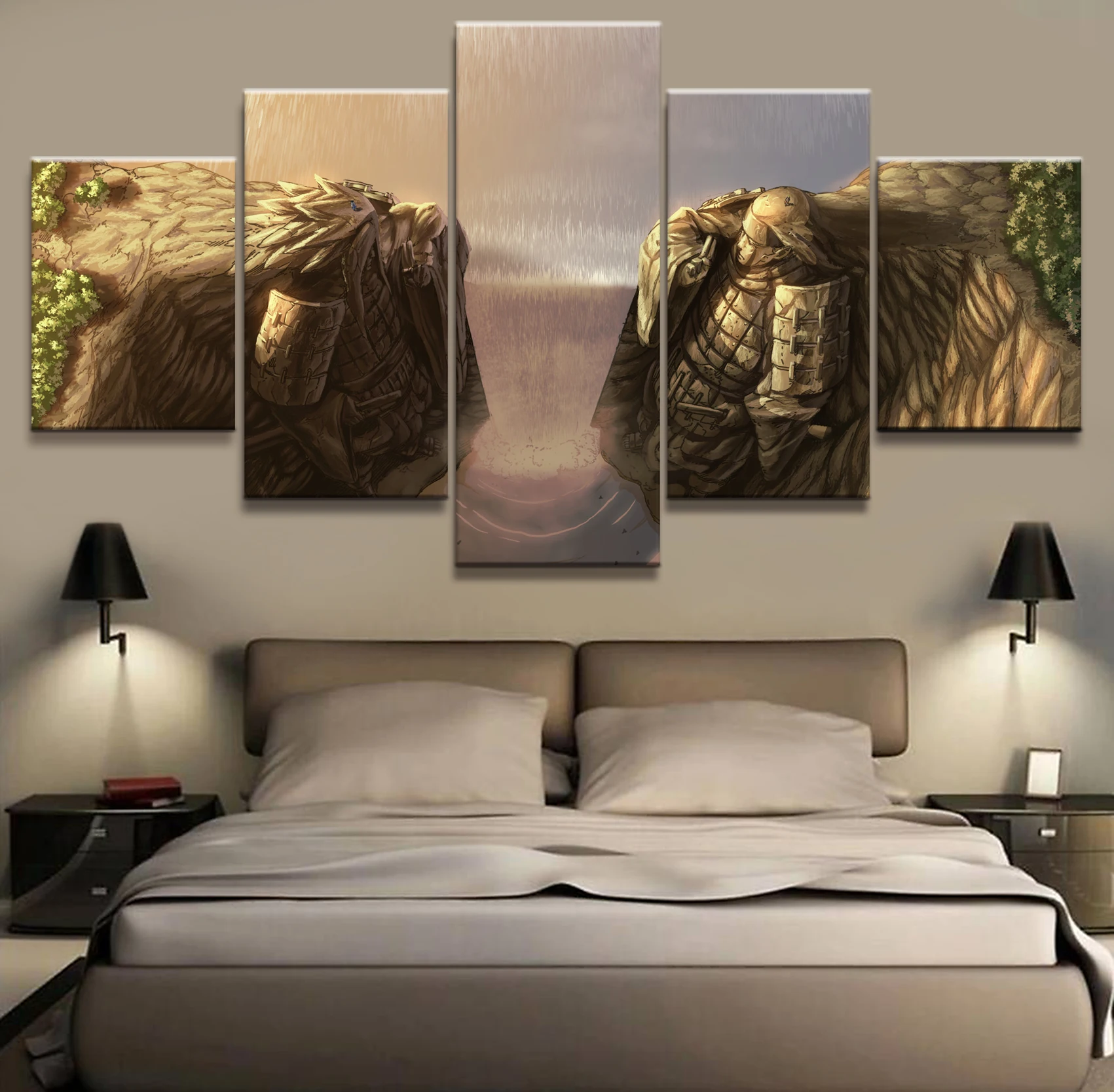 

5 Panel Canvas Printed Naruto VS Sasuke Animation Poster Home Decor For Living Room Picture Wall Art Painting Modern Artwork