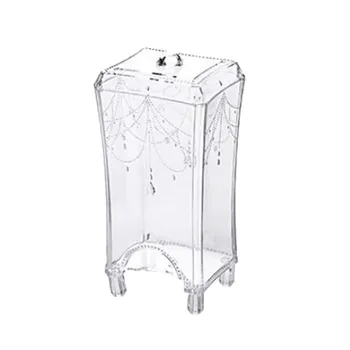 

1PC Cotton Pad Organizer Storage Case Square Container Makeup Holder Box (Transparent White)