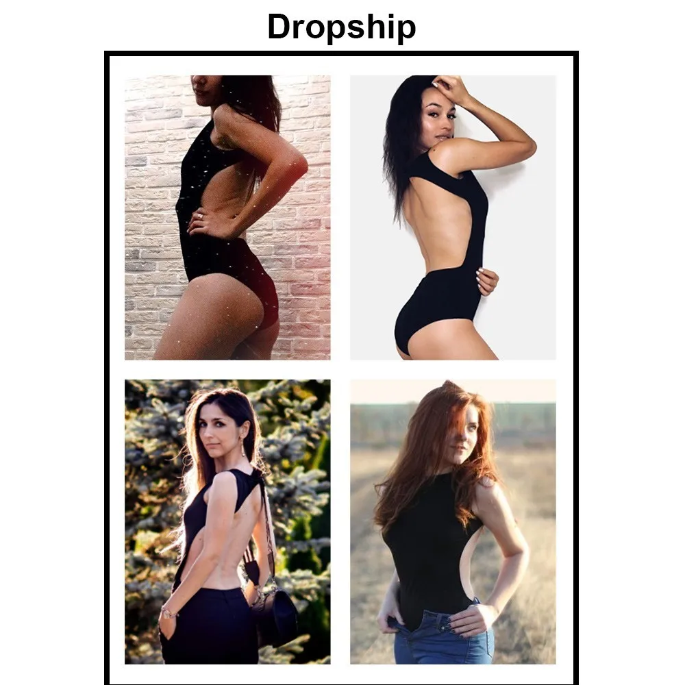 Streetwear Bodysuit Womens Rompers Jumpsuit Sexy Bodysuits Bodycon Overalls Sleeveless 2019 Summer Black Skinny Cotton Halter