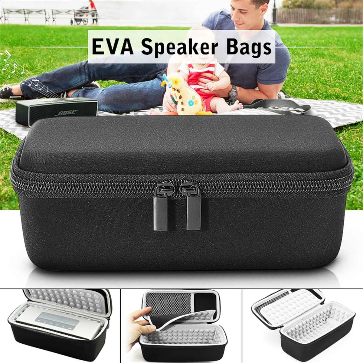 

LEORY Portable Speaker Case for Bose Soundlink Mini Multilayer Protective Speaker Bag Pouch Extra Space For Plug & Cables