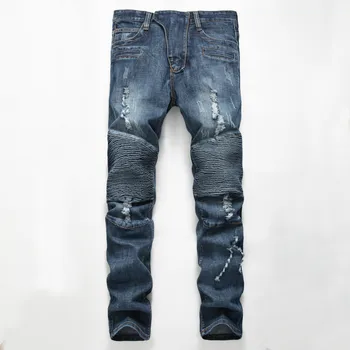 

Hole Fashion Mens Jeans Brand Casual Pockets Denim Trousers Straight Summer Winter Street Wear Plus Size