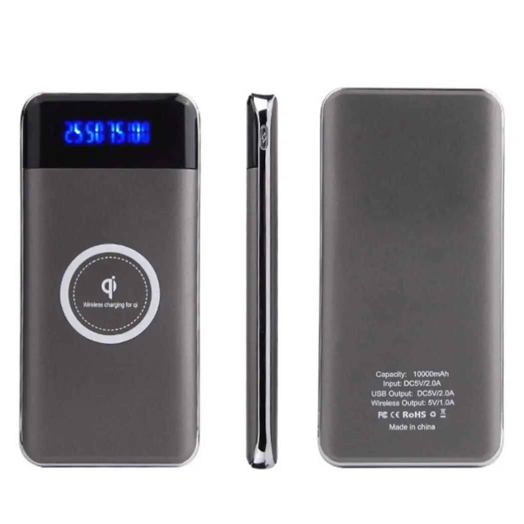 Portable Wireless Charger 10000Amh USB Digital 5W DC 5V 1A QI Power 10000mAh Bank 5V/1.0A DC 5V 2.0A Portable Wireless Charger 10000Amh USB Digital 5W DC 5V 1A QI Power 10000mAh Bank 5V/1.0A DC 5V 2.0A