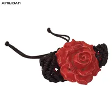 AINILIDAN этнические ювелирные изделия ручной работы Воск Веревка браслет для женщин керамические браслеты ручной зажим розы цветок фарфоровые браслеты