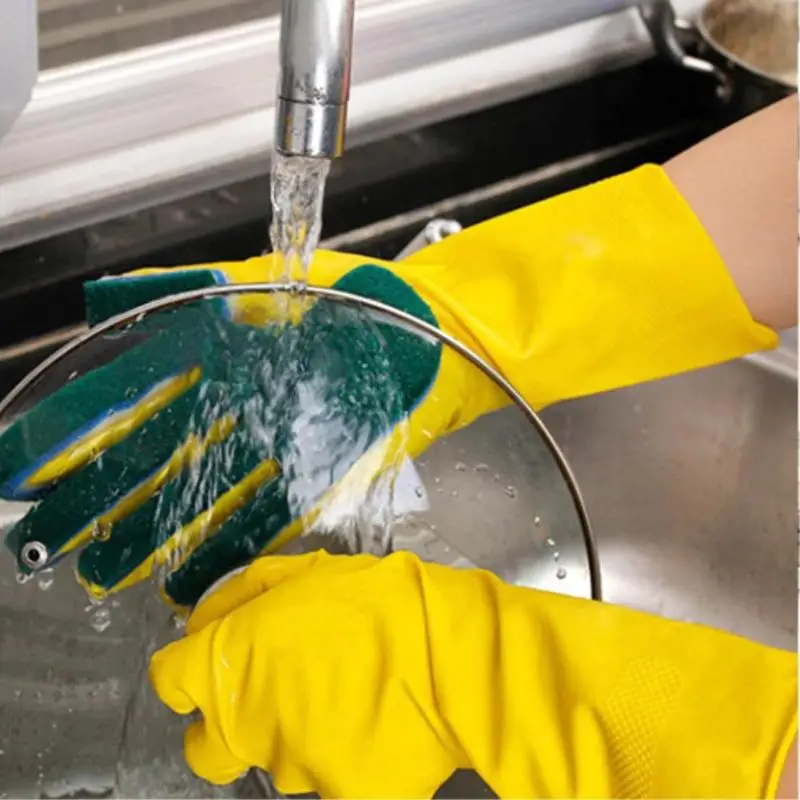 

1 Pair Scrubbing Washing Cleaning Gloves Kitchen Dish Sponge Fingers Gloves Home Household Dishwashing Scouring Cleaning Gloves