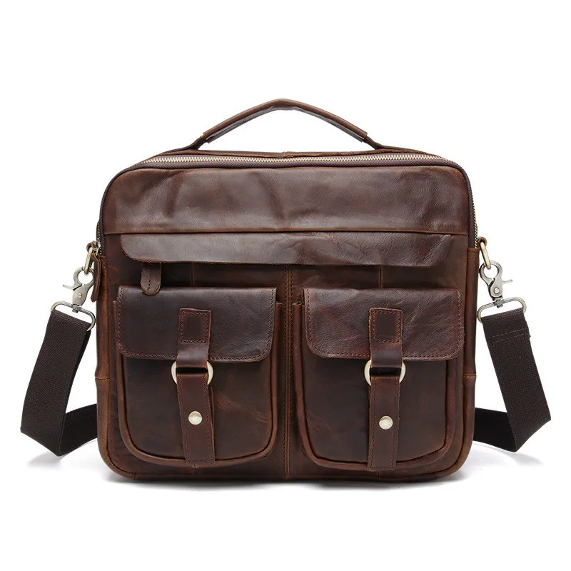 Genuine Leather Bag Men Handbag Designer Briefcase Men Messenger Bag S662-40 Cross Body Bags Vintage Satchel
