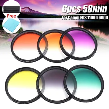 

6pcs 58mm Camera Lens Filter for Canon EOS 1100D 600D Gradient Filter Photography Accessories with Storage Bag