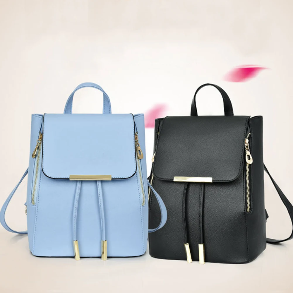 Ainstsk Casual Purse Fashion School Leather Backpack Shoulder Bag Travel bag Backpack for Women & Girls (black)