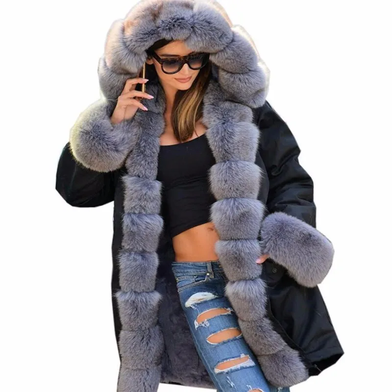 Plus Size S-5XL Winter Jacket Coat 2018 New Fashion Women Hooded Overcoat Faux Fur Cotton Fleece Female Parkas Hoodies Long Coat