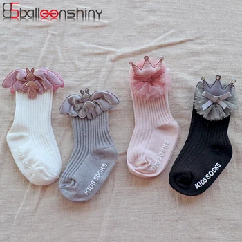 

BalleenShiny Cartoon Crown Socks Baby Girls Princess Rabbit Flower Socks Child Kids Cute Soft Cotton Bow Angel Socks New Style