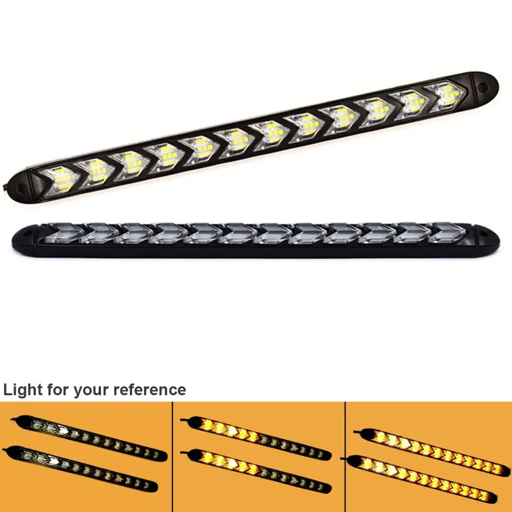 

2Pcs 24V LED DRL Daytime Running Light Car Styling Dynamic Streamer Flow Amber white yellow Turn Signal Warning Fog Day Lamp